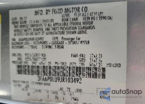 2018 Ford Fusion Se Hybrid from USA, damaged, VIN 3FA6P0LU9JR103493